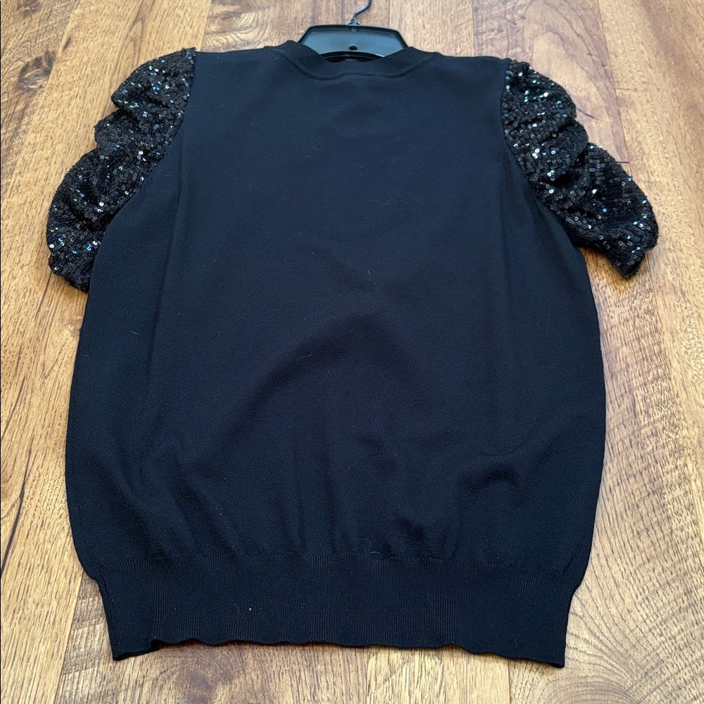 NWT Parker Woman’s Black Short Sleeve Sweater Sparkle Size M