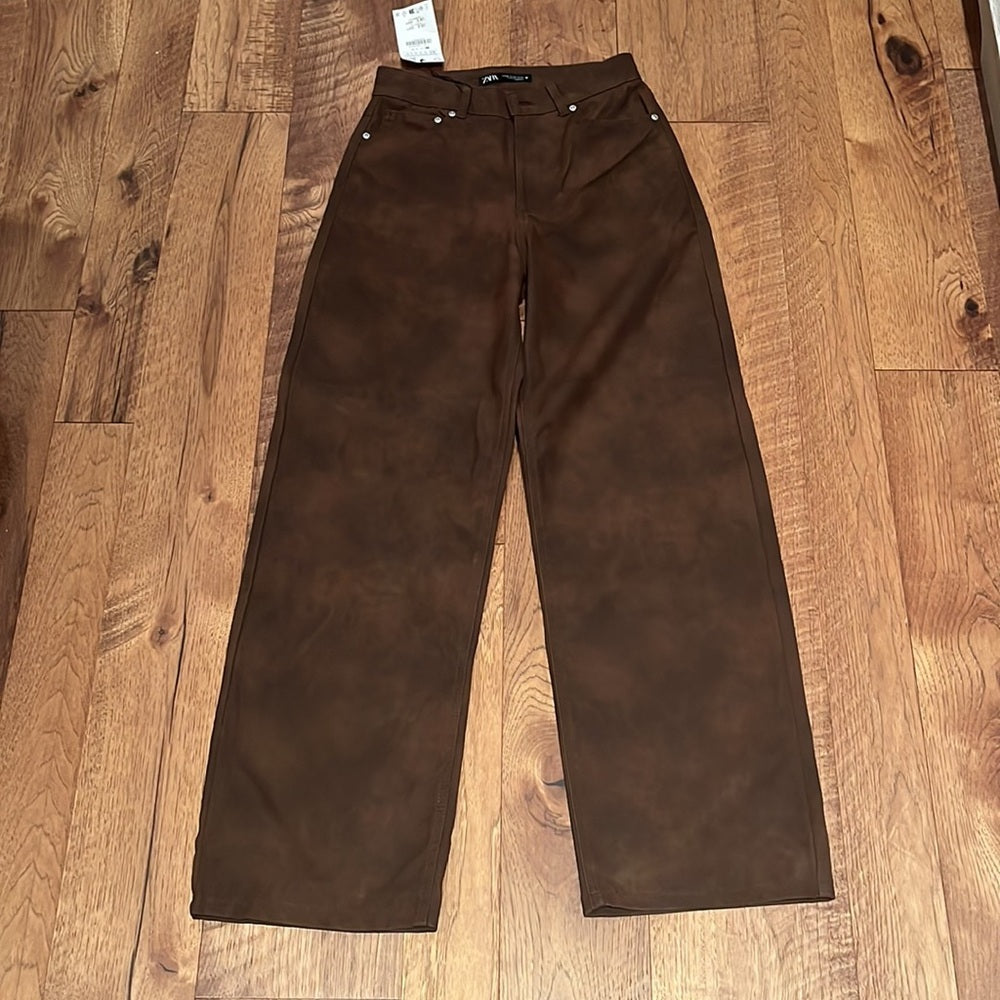NWT Zara Woman’s Brown Wide Leg Jeans Size XS