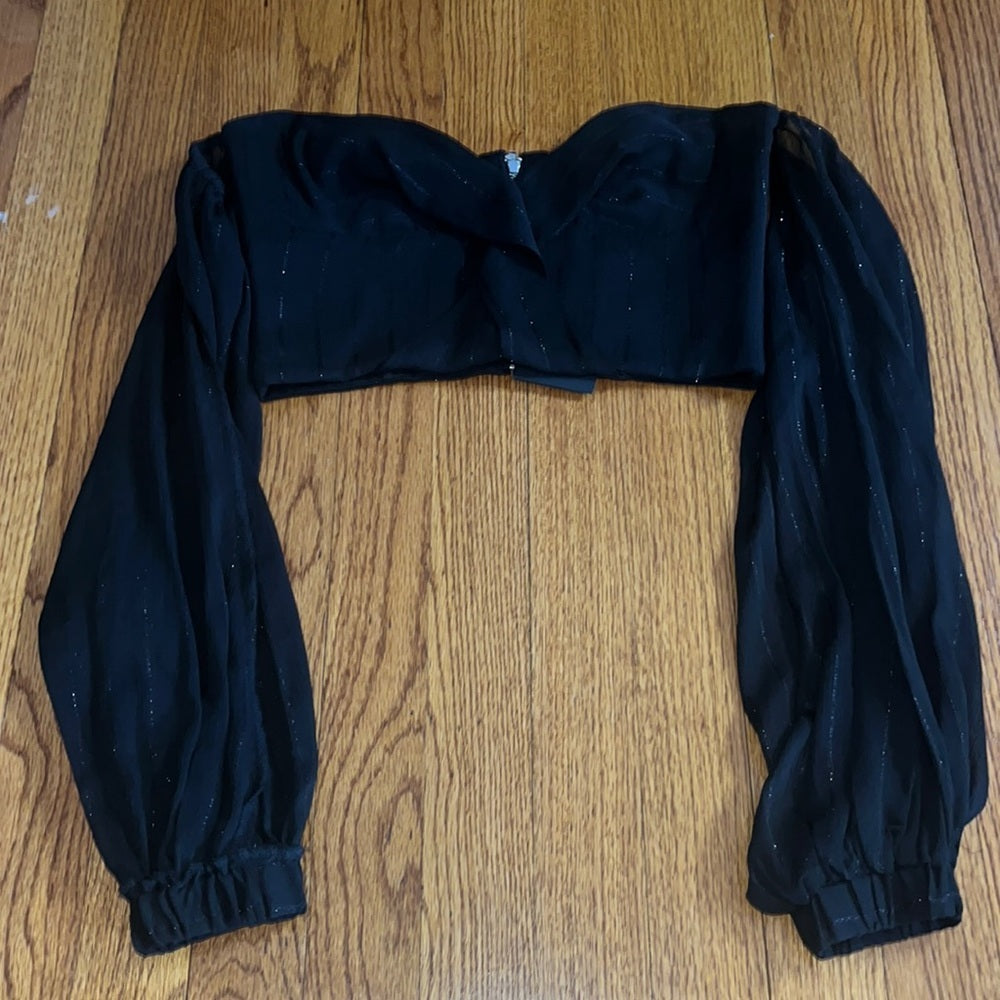 NWT NBD Woman’s Black Long Sleeve Sparkle Top Size S