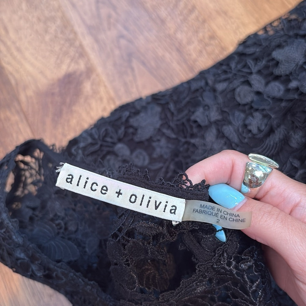 Alice + Olivia Woman’s Black Lacey Maxi Dress Size 2