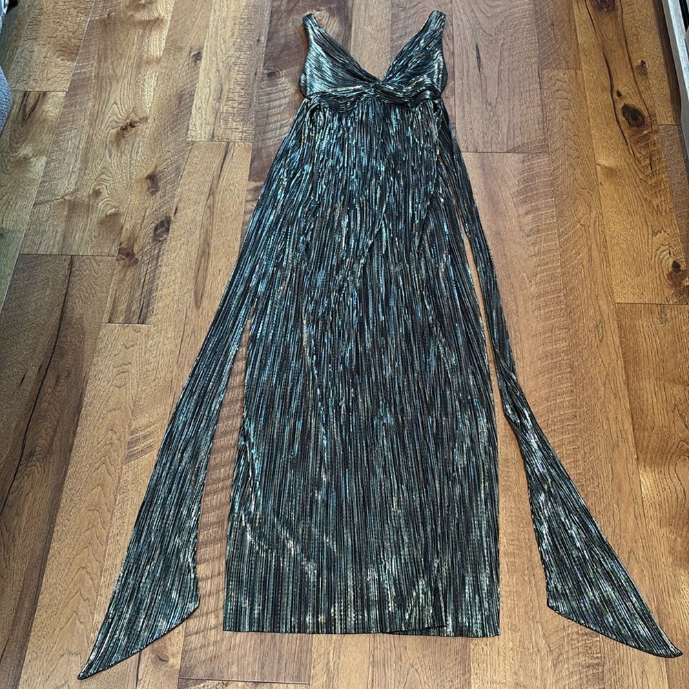 Sabina Musayev Woman’s Grey Metallic Maxi Dress Size XS