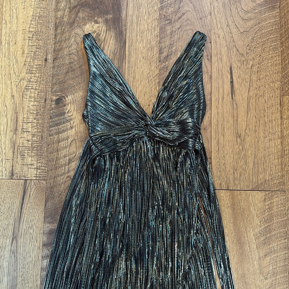 Sabina Musayev Woman’s Grey Metallic Maxi Dress Size XS