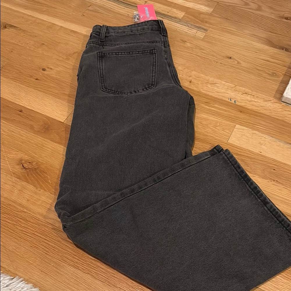 NWT Edikted Women’s Black Washed Wide Leg Jeans Size S