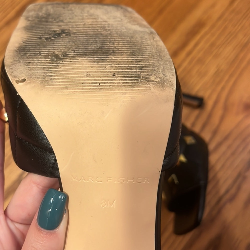 Marc Fisher Woman’s Black Slip On Heels Size 8