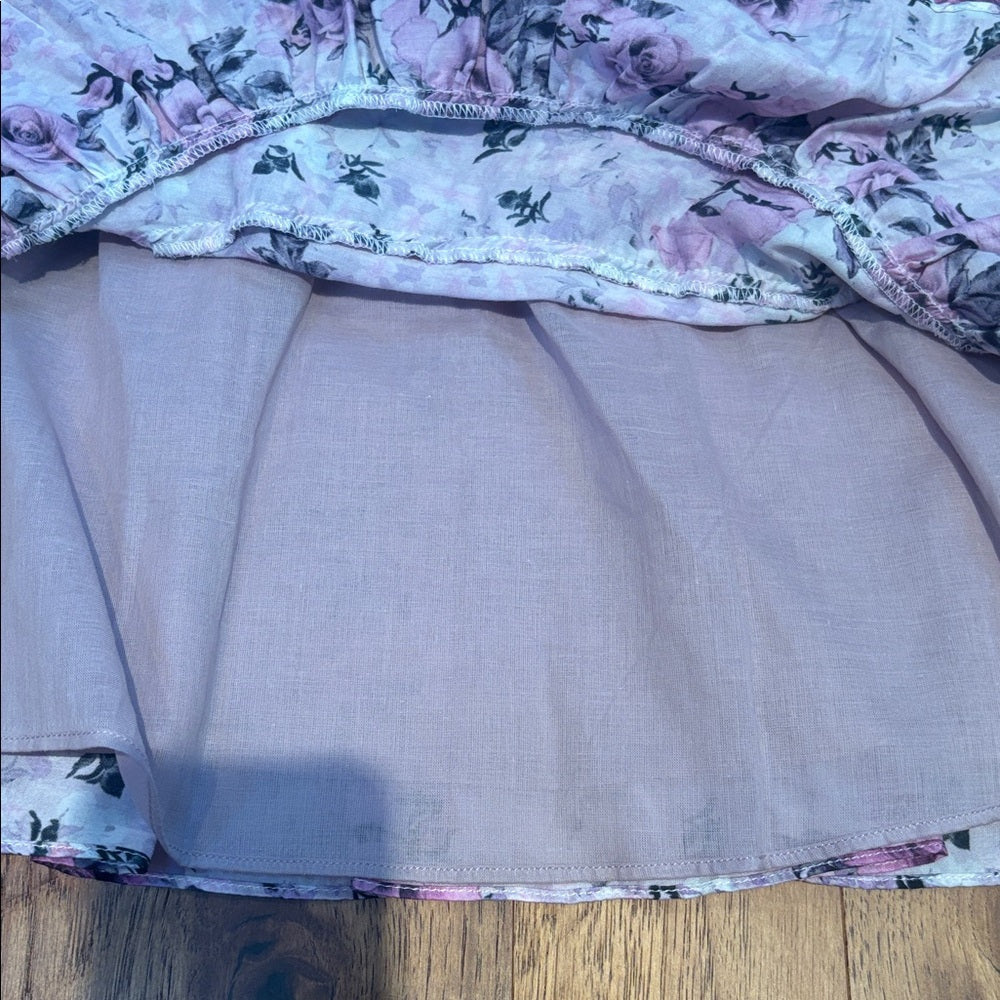 LoveShackFancy Woman’s Pink Floral Skirt Size P