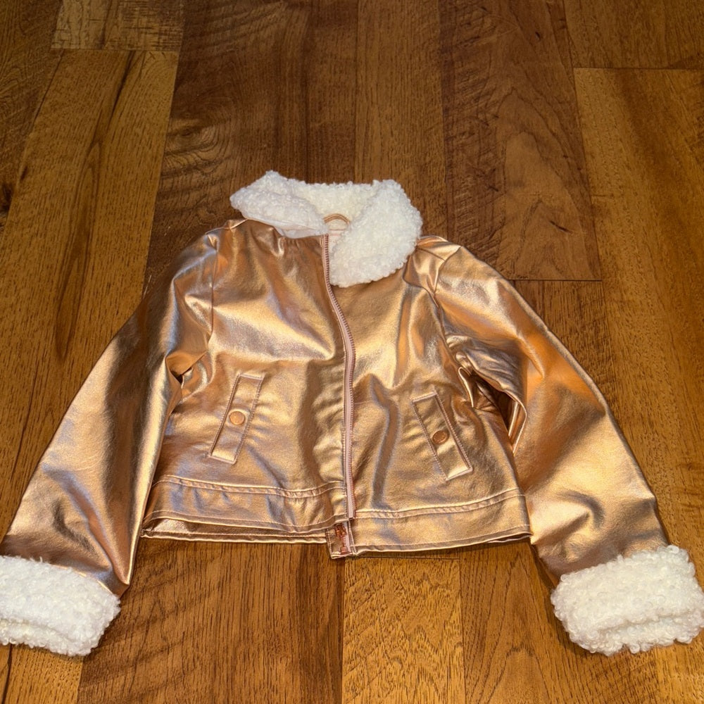 Janie and Jack Girl’s Pink Shiny Fur Jacket Size 3 to 4