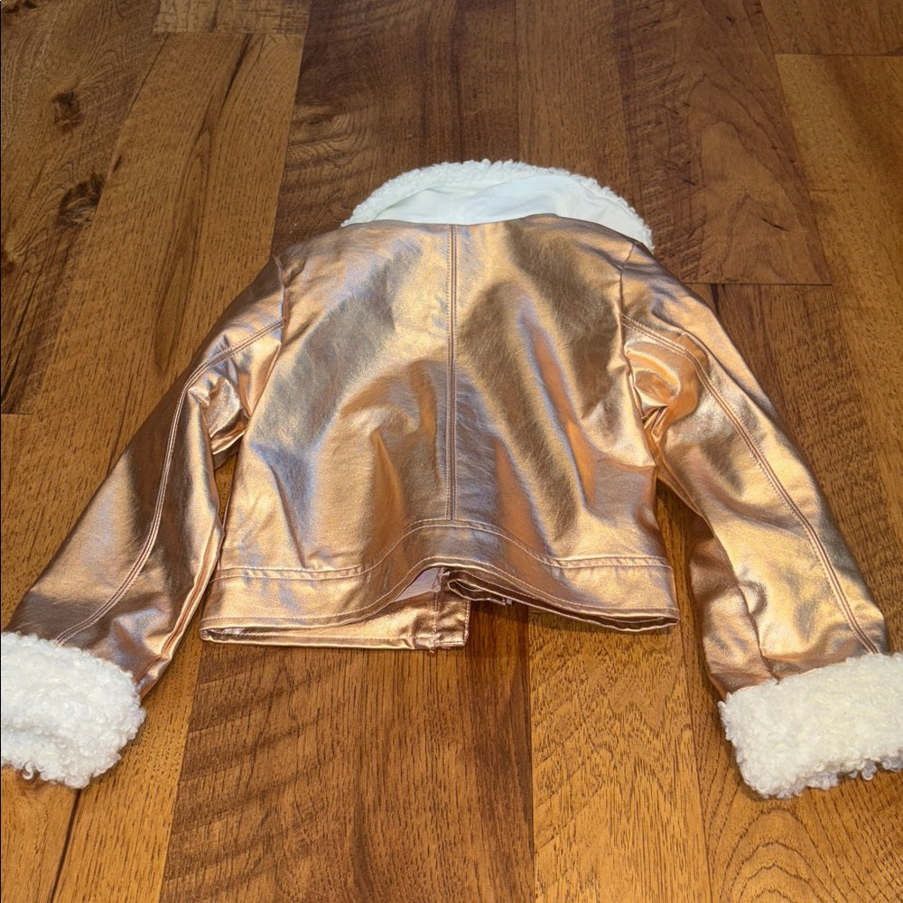 Janie and Jack Girl’s Pink Shiny Fur Jacket Size 3 to 4