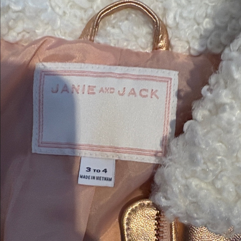 Janie and Jack Girl’s Pink Shiny Fur Jacket Size 3 to 4