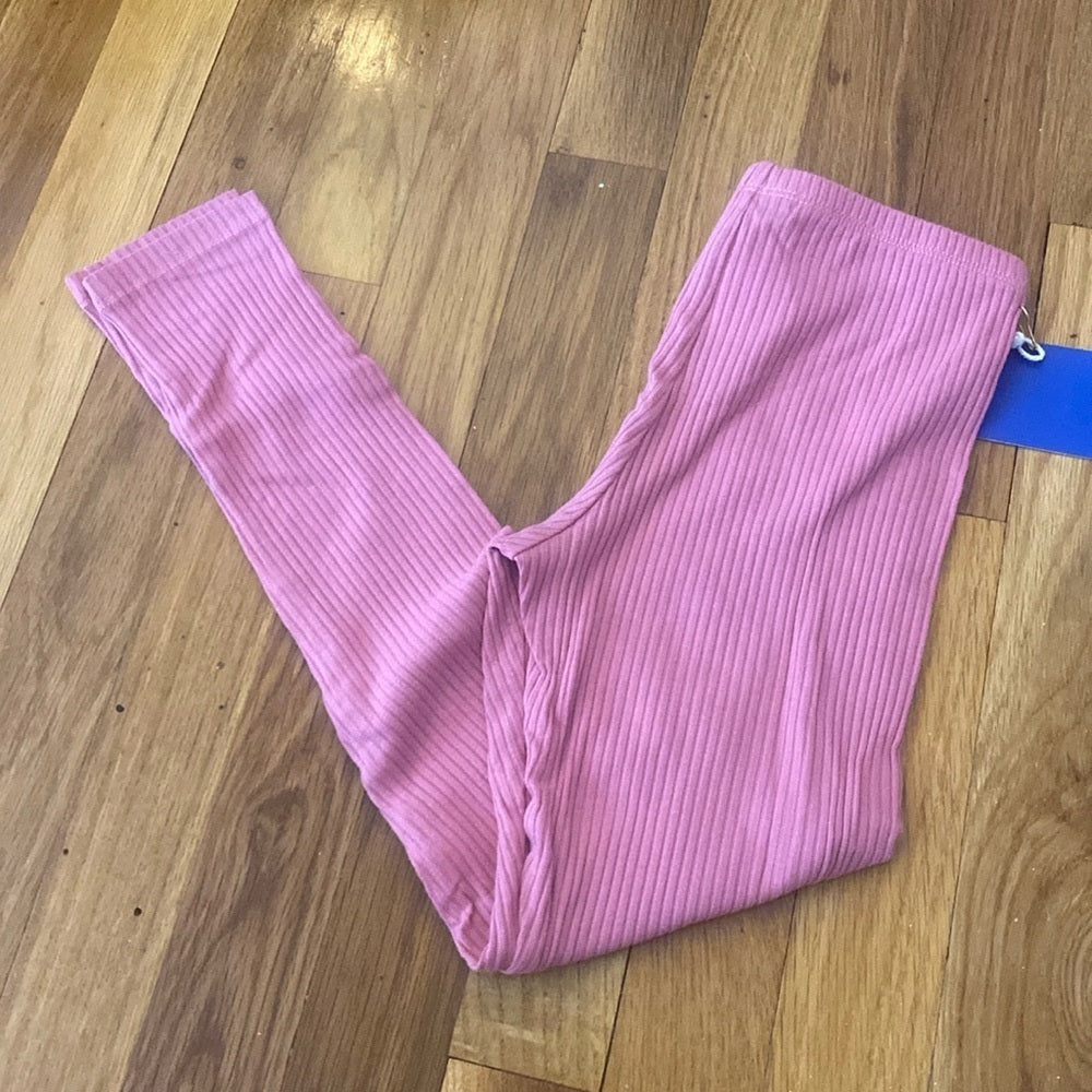 NWT Maison Me Girls Pink Ribbed Leggings Size 8Y