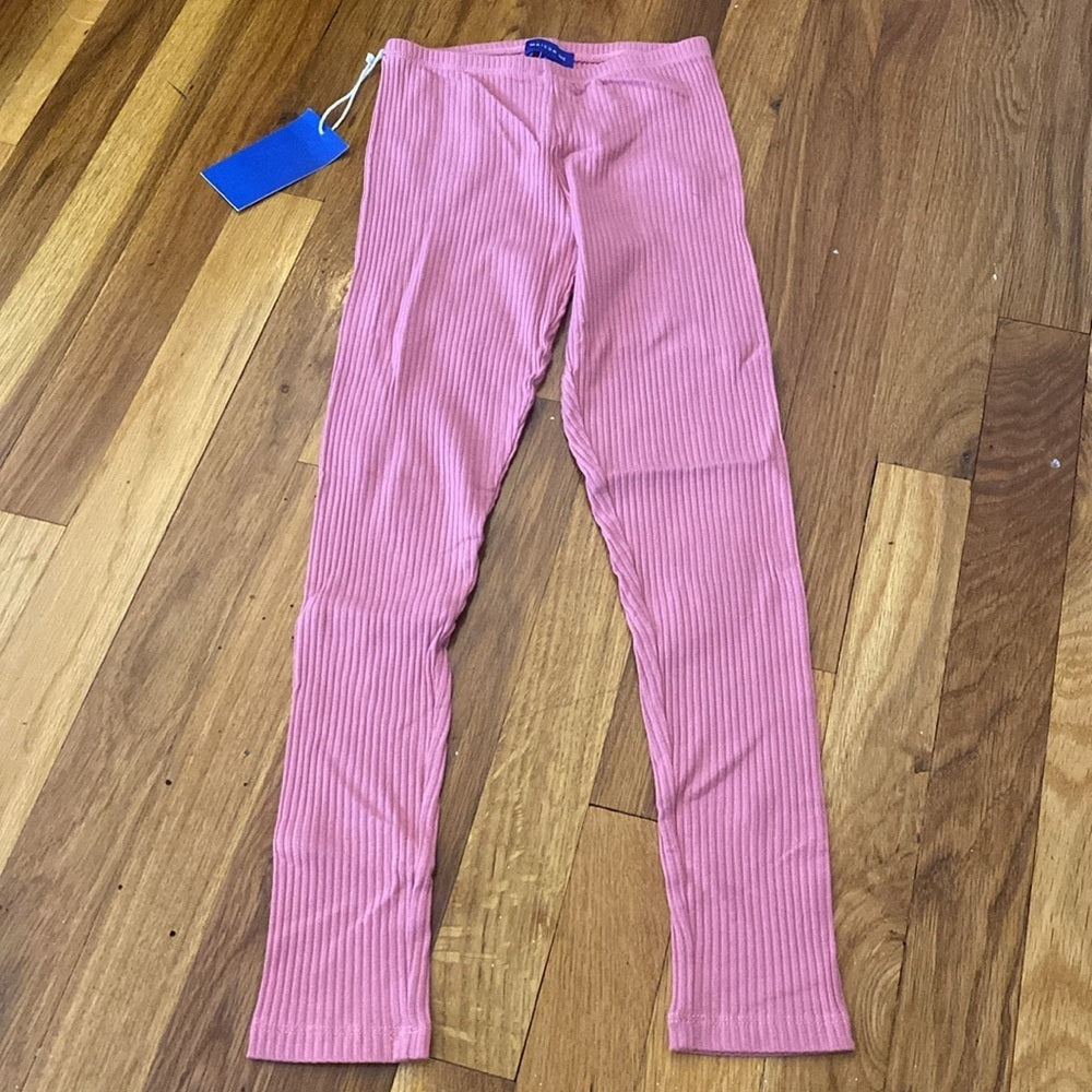 NWT Maison Me Girls Pink Ribbed Leggings Size 8Y