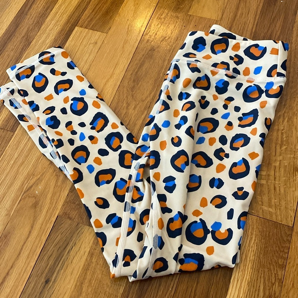NWT Missie Monster Girls Cream Cheetah Print Leggings Size 10
