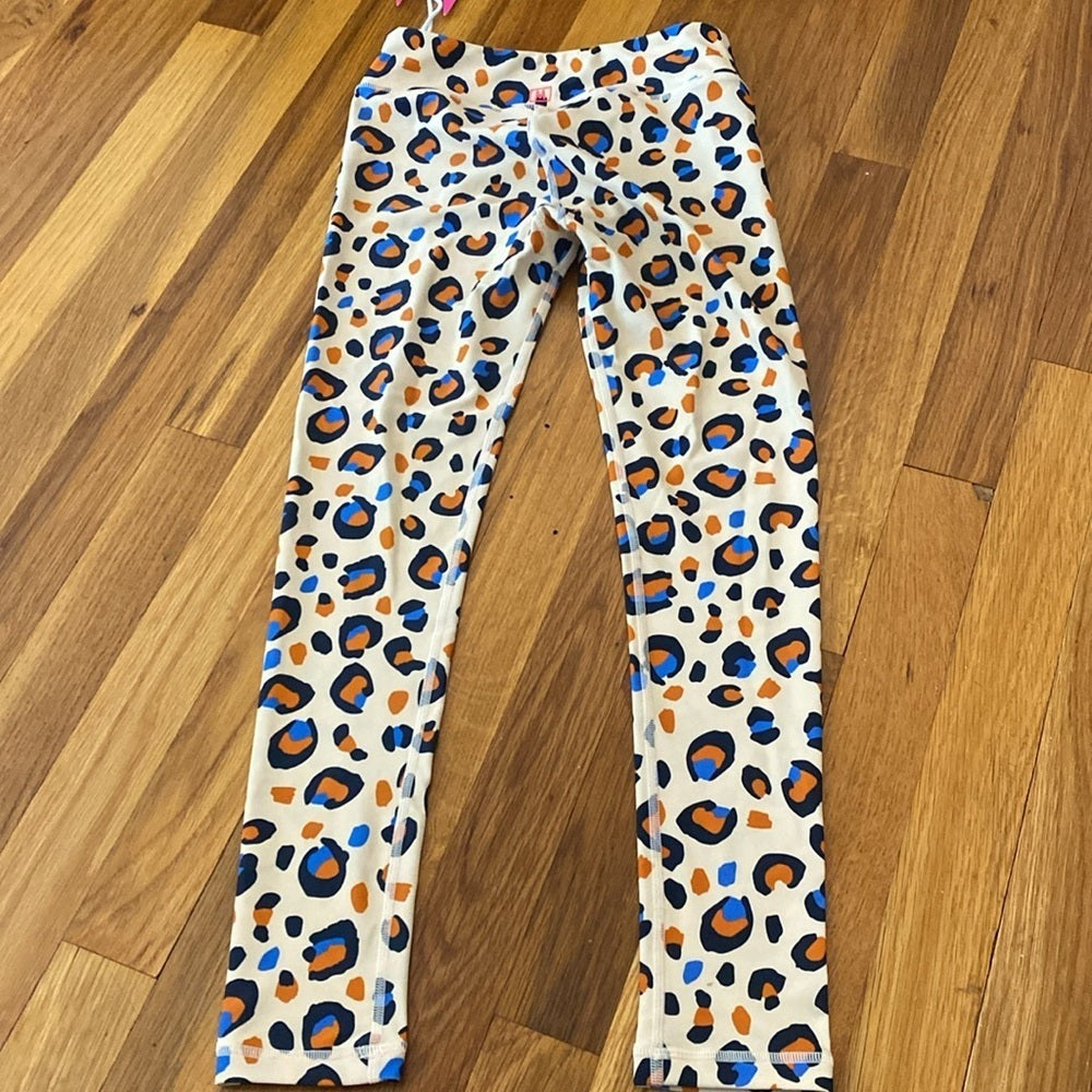 NWT Missie Monster Girls Cream Cheetah Print Leggings Size 10