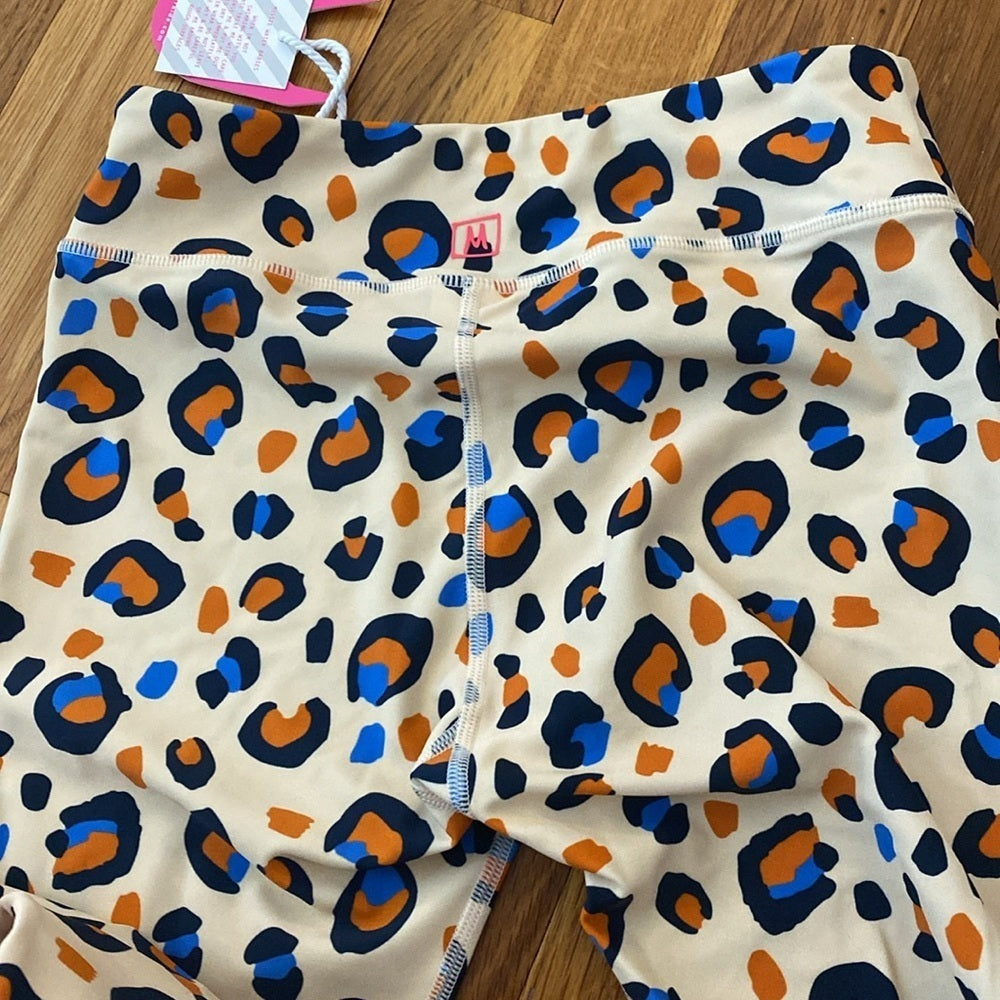 NWT Missie Monster Girls Cream Cheetah Print Leggings Size 10