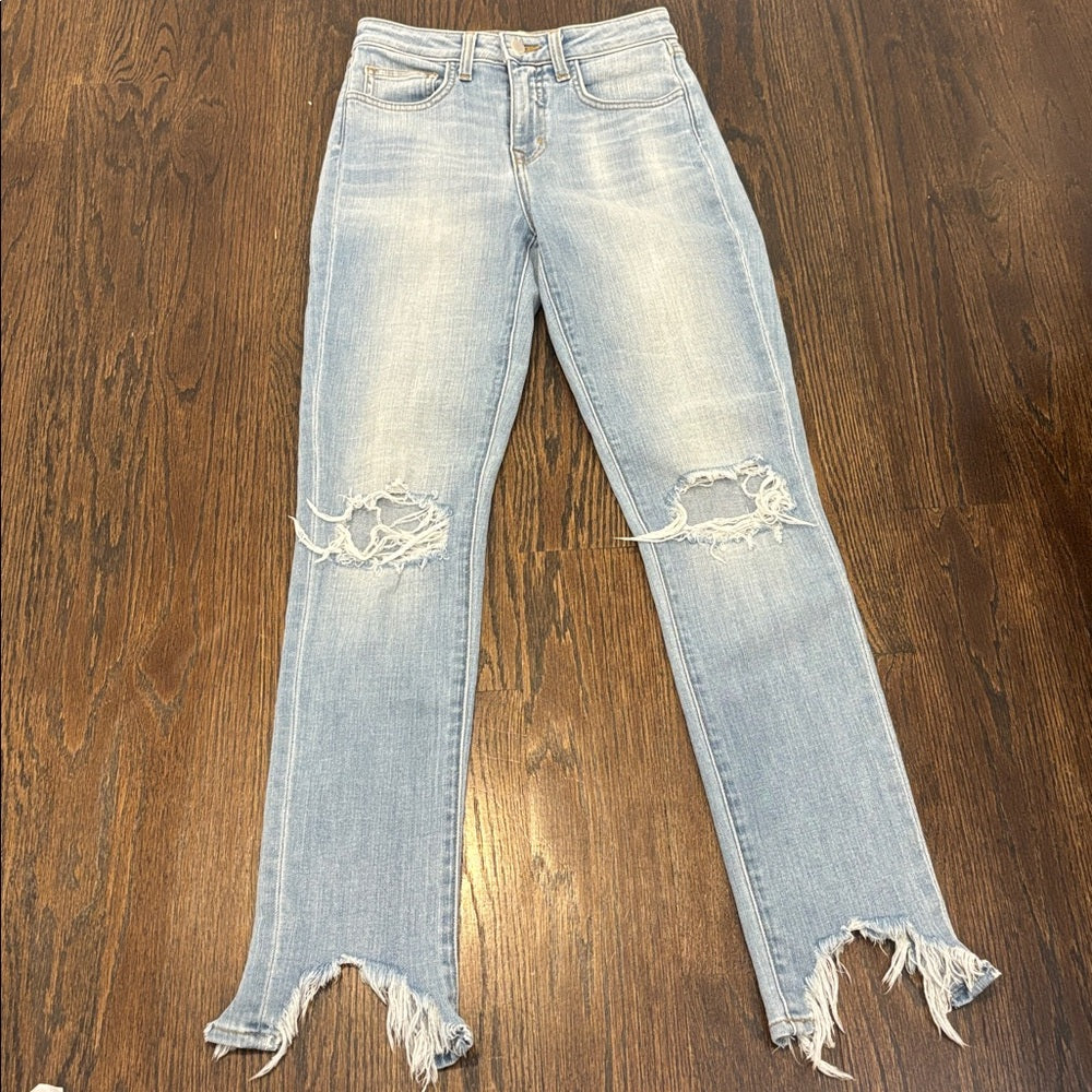 L’AGENCE Women’s Light Blue Distressed Jeans Size 23