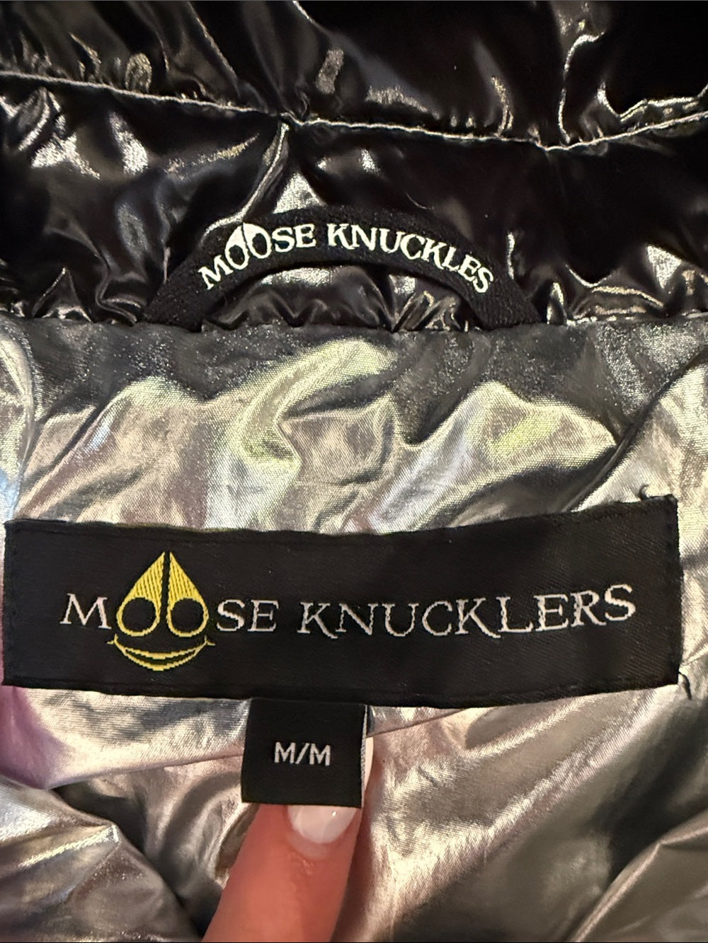 Moose Knuckles Kids Silver Puffer Jacket with Hood Size Medium