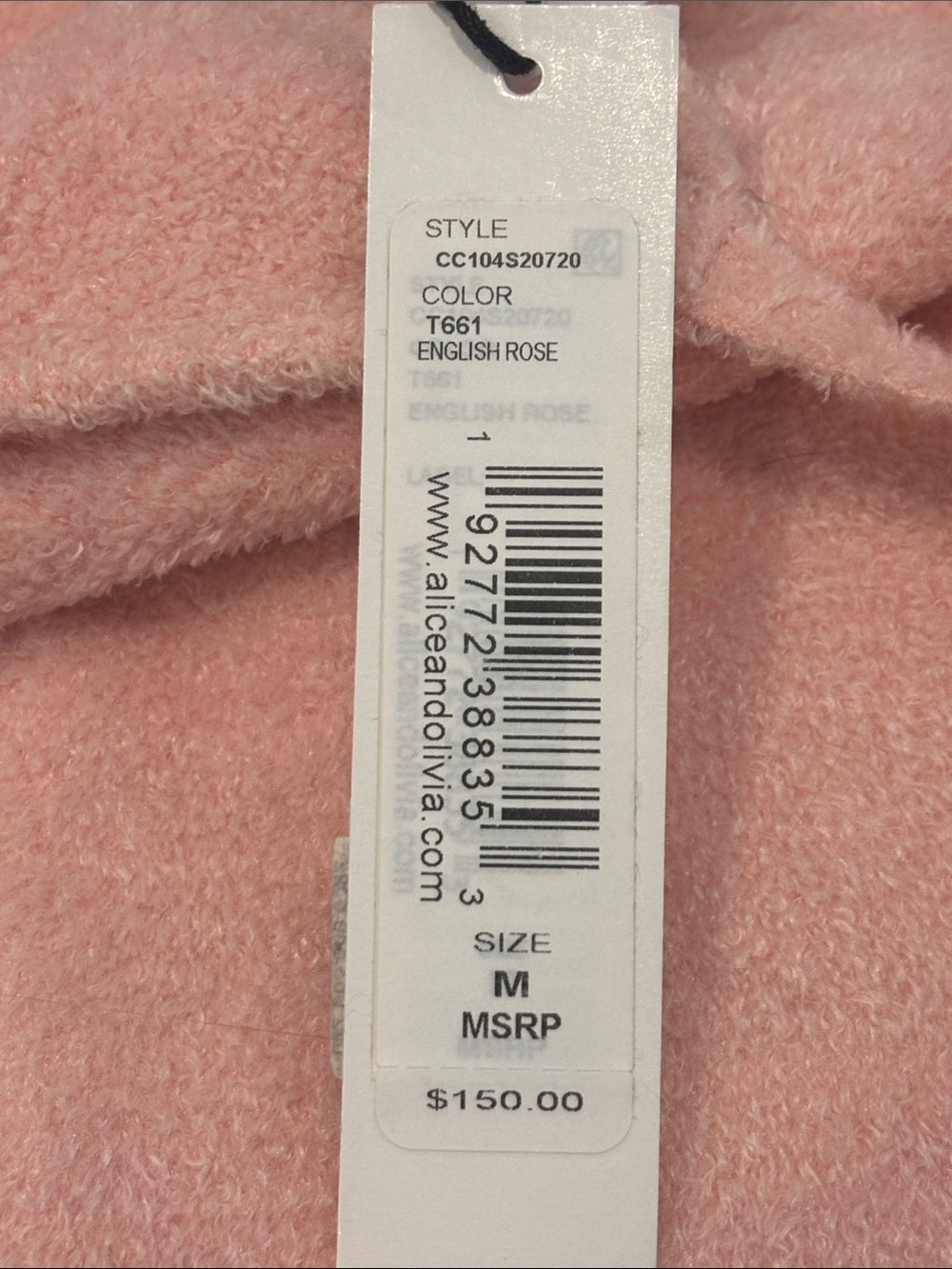 NWT Alice + Olivia Women’s Blush Pink Fuzzy Camisole Size Medium