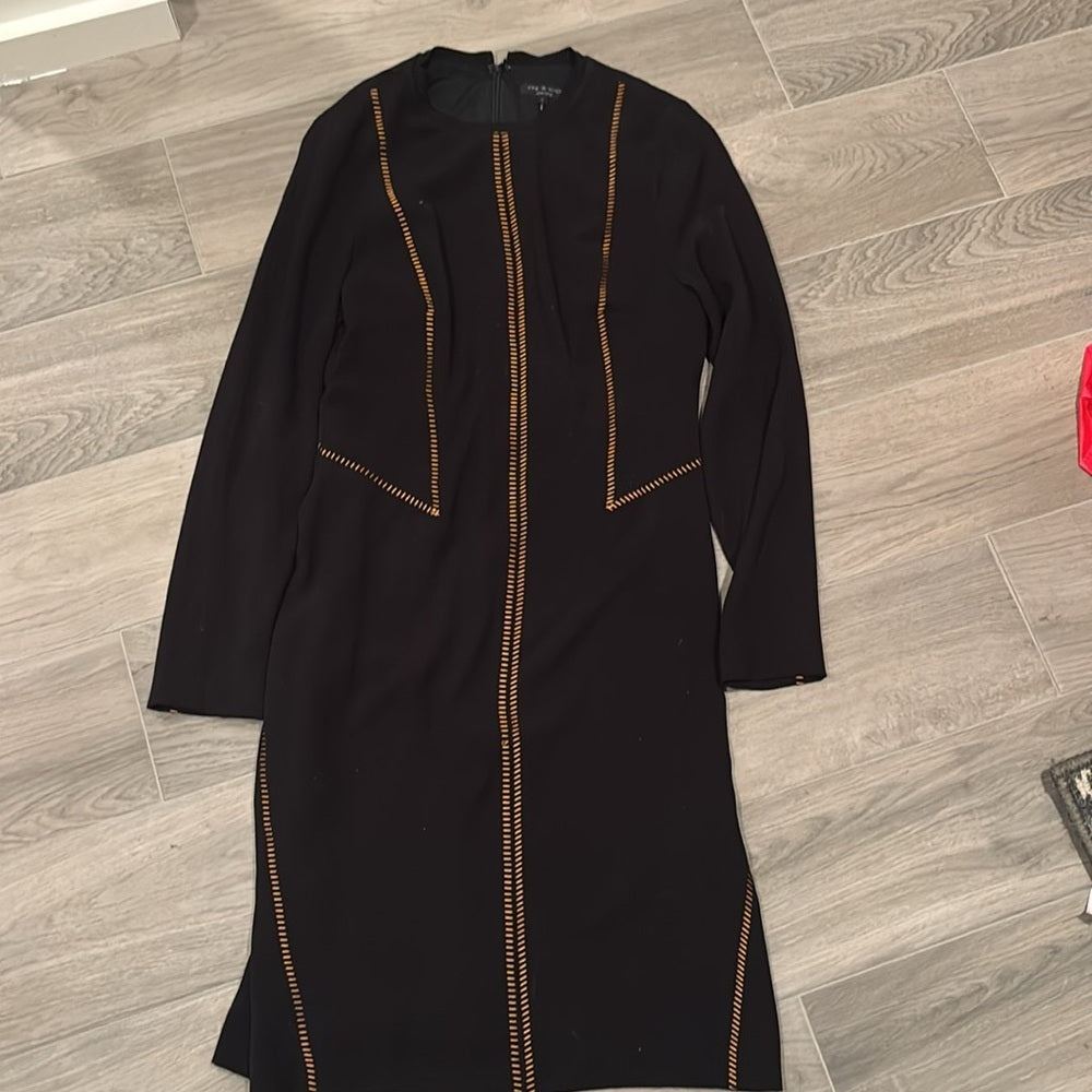 Rag & Bone Black Dress with Orange Stitch Detailing Size 6