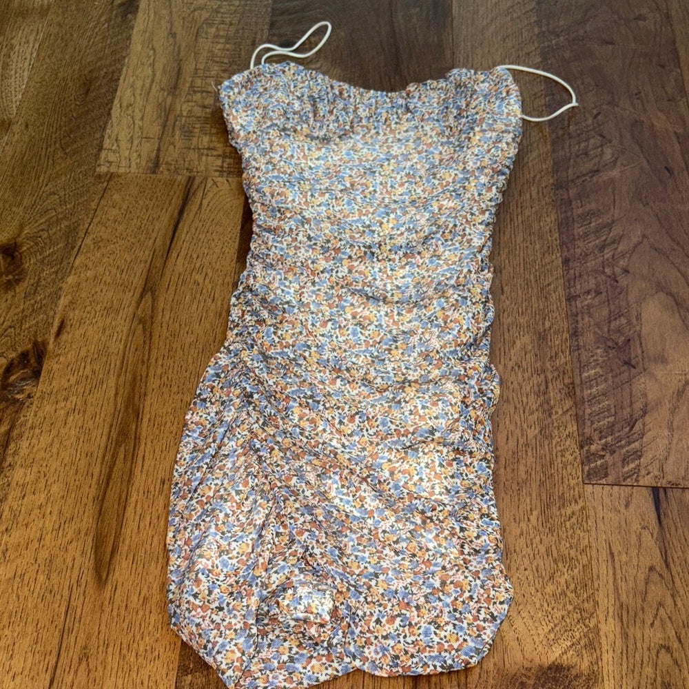 NWT Garage Woman’s Rachel Ruched Floral Mesh Dress Size XS