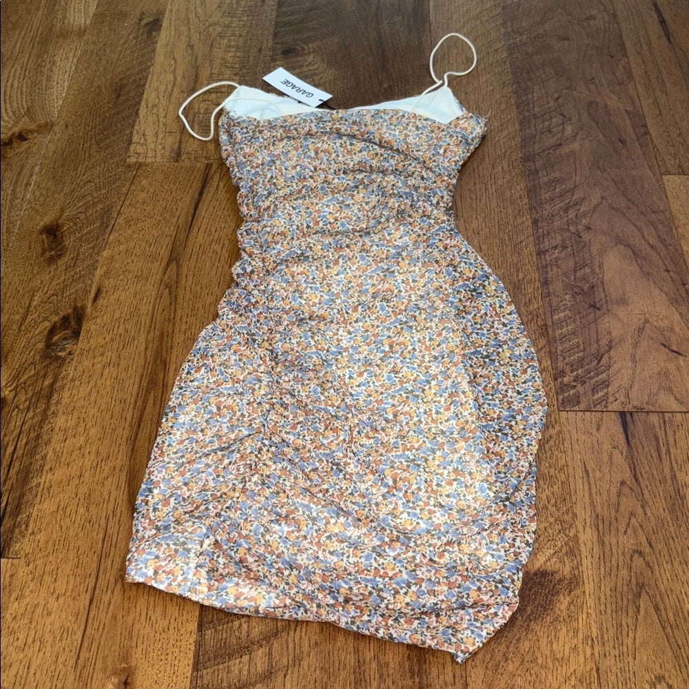 NWT Garage Woman’s Rachel Ruched Floral Mesh Dress Size XS