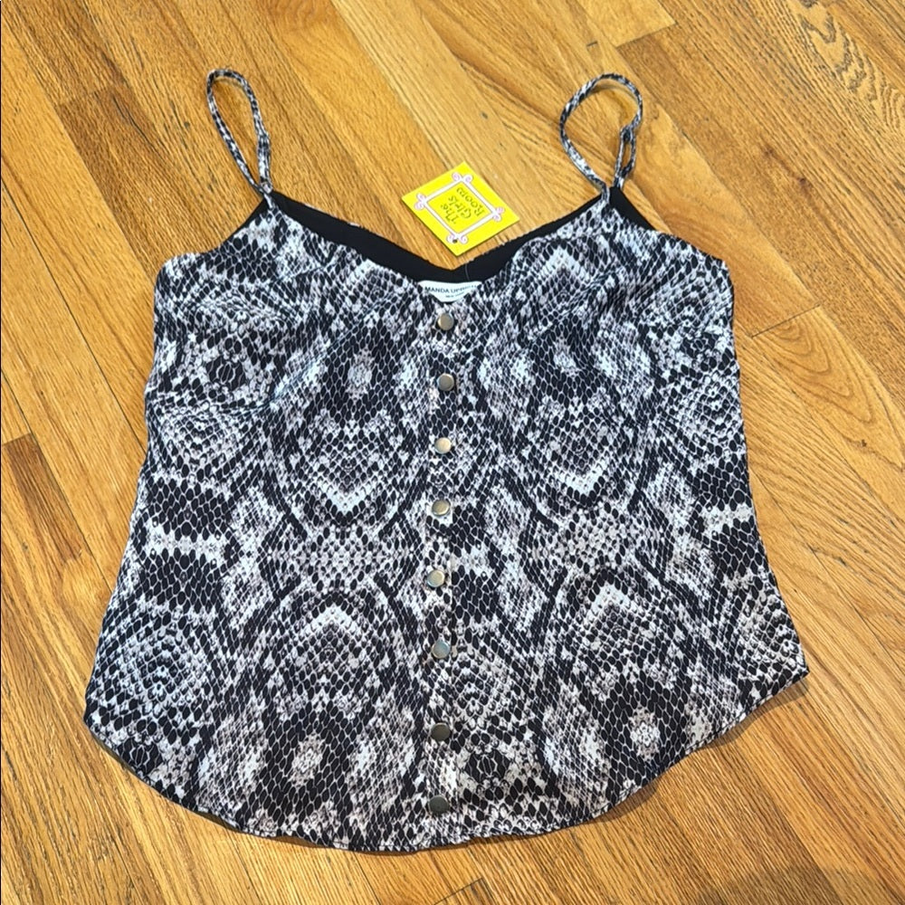 NWT Amanda Uprichard Stylish Black and Gray Snake Print Women's Top Size Small