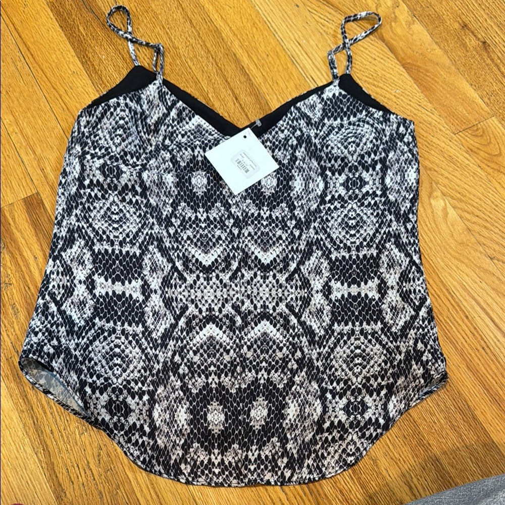 NWT Amanda Uprichard Stylish Black and Gray Snake Print Women's Top Size Small