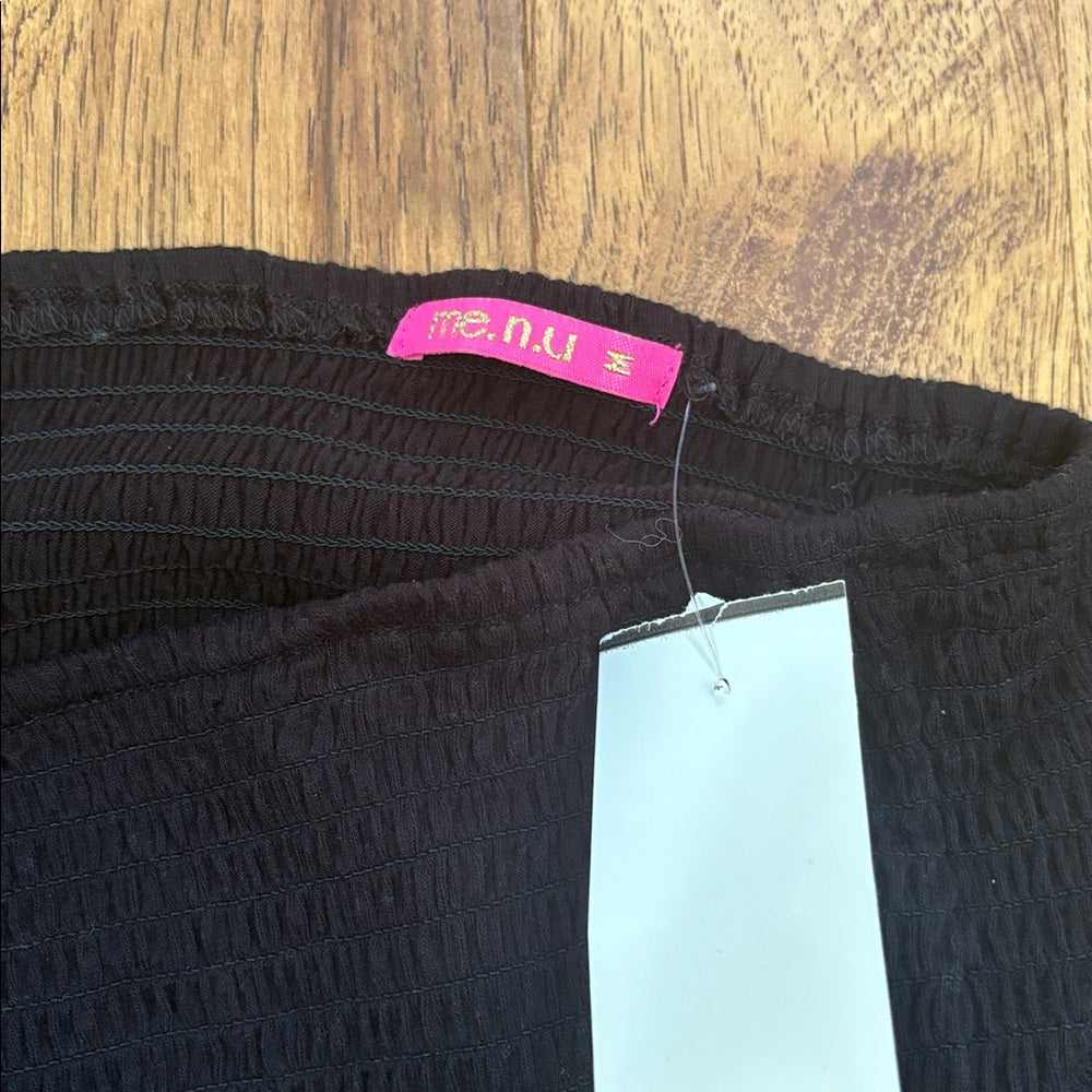 NWT Me.n.u Black Smock Tiered Skirt Size M