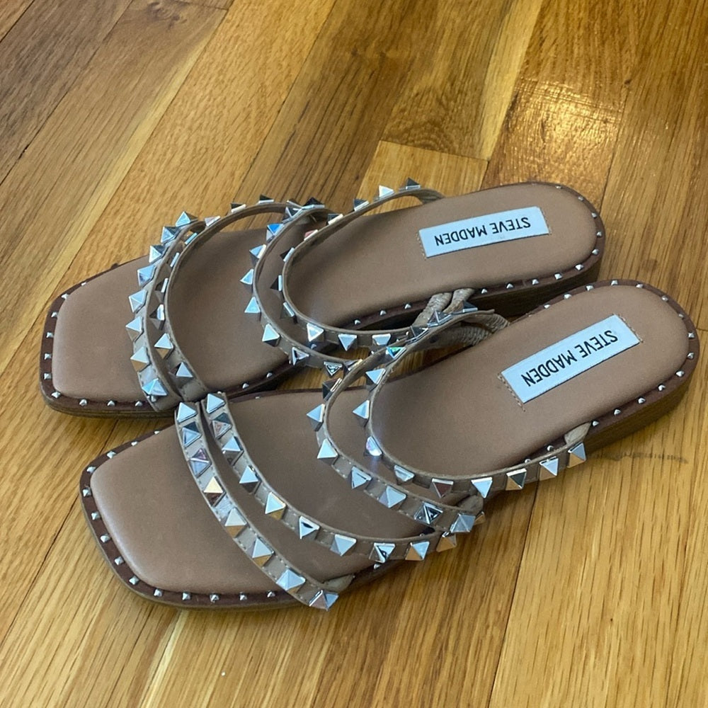 Steve Madden Women’s Silver Studded Sandals Size 7