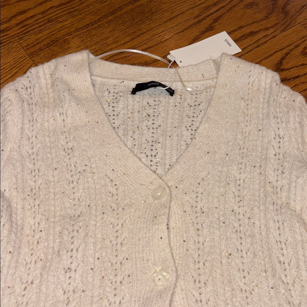 NWT MNG Woman’s Cream Sparkle Cardigan Size XS