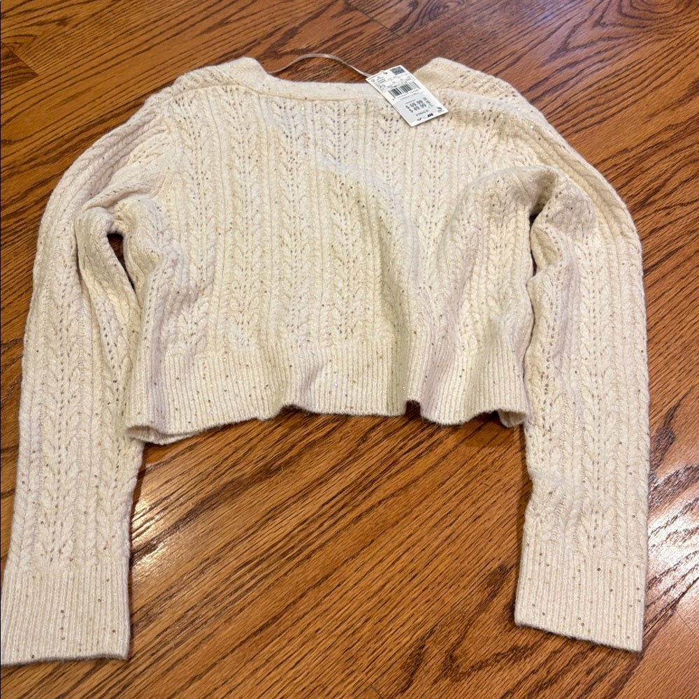 NWT MNG Woman’s Cream Sparkle Cardigan Size XS