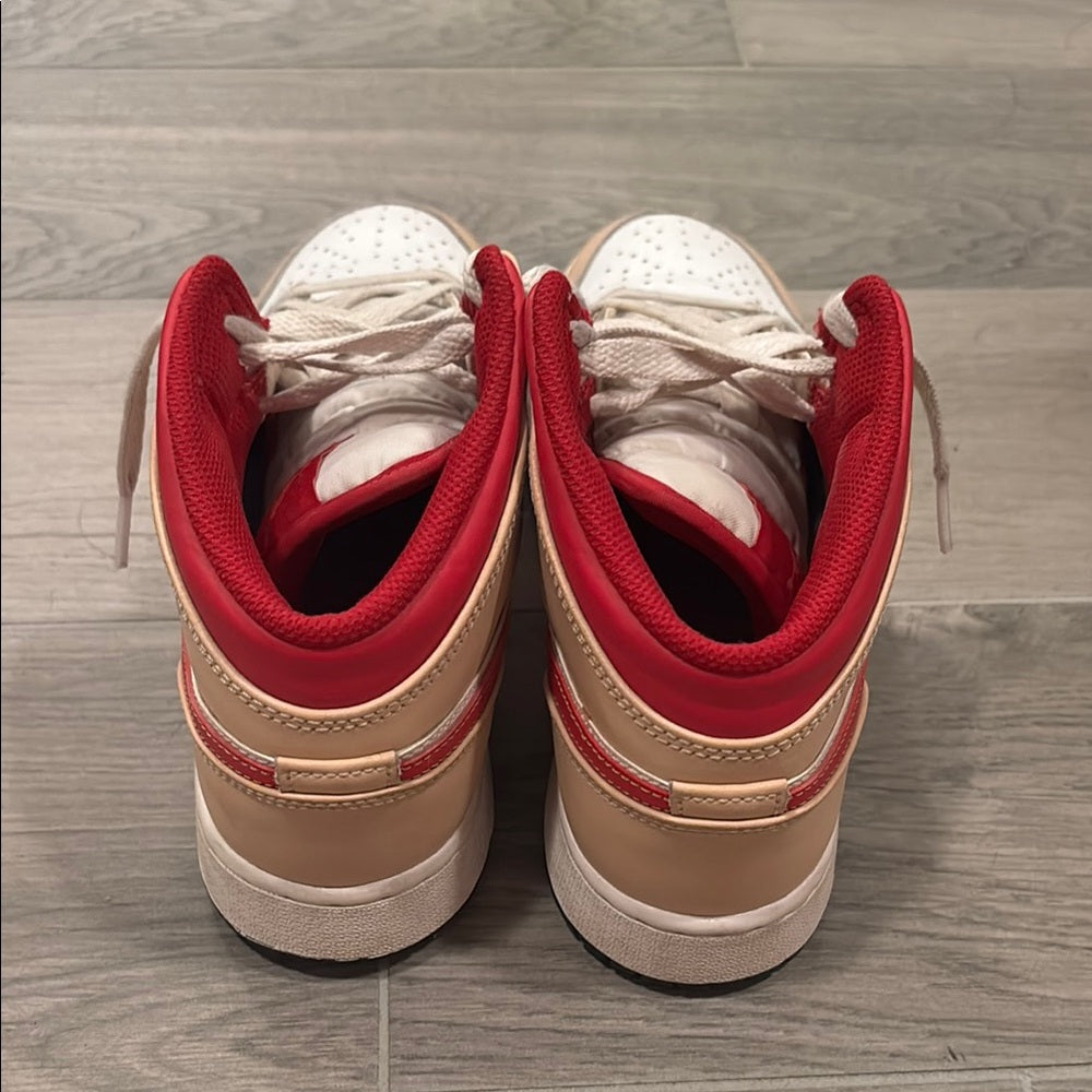 Nike Jordan Kids Red and Tan High-Top Sneakers Size 7Y