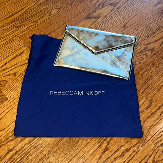 Rebecca Minkoff Woman’a Leo Saffiano Leather Metallic Clutch