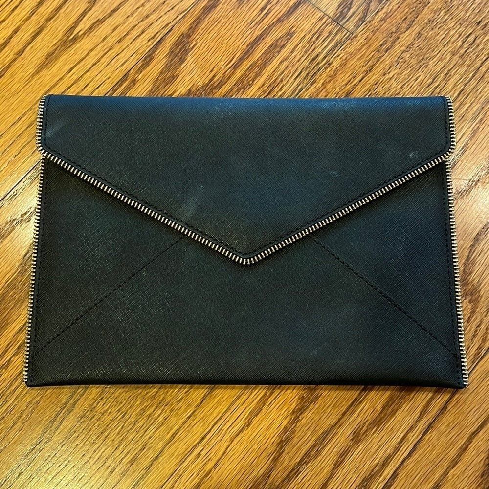 Rebecca Minkoff Woman’s Black Leo Saffiano Leather Clutch