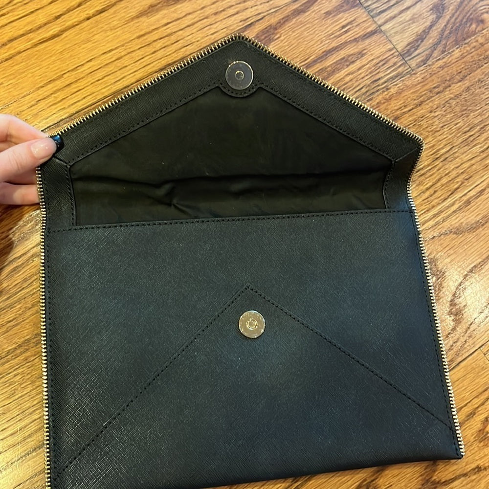 Rebecca Minkoff Woman’s Black Leo Saffiano Leather Clutch