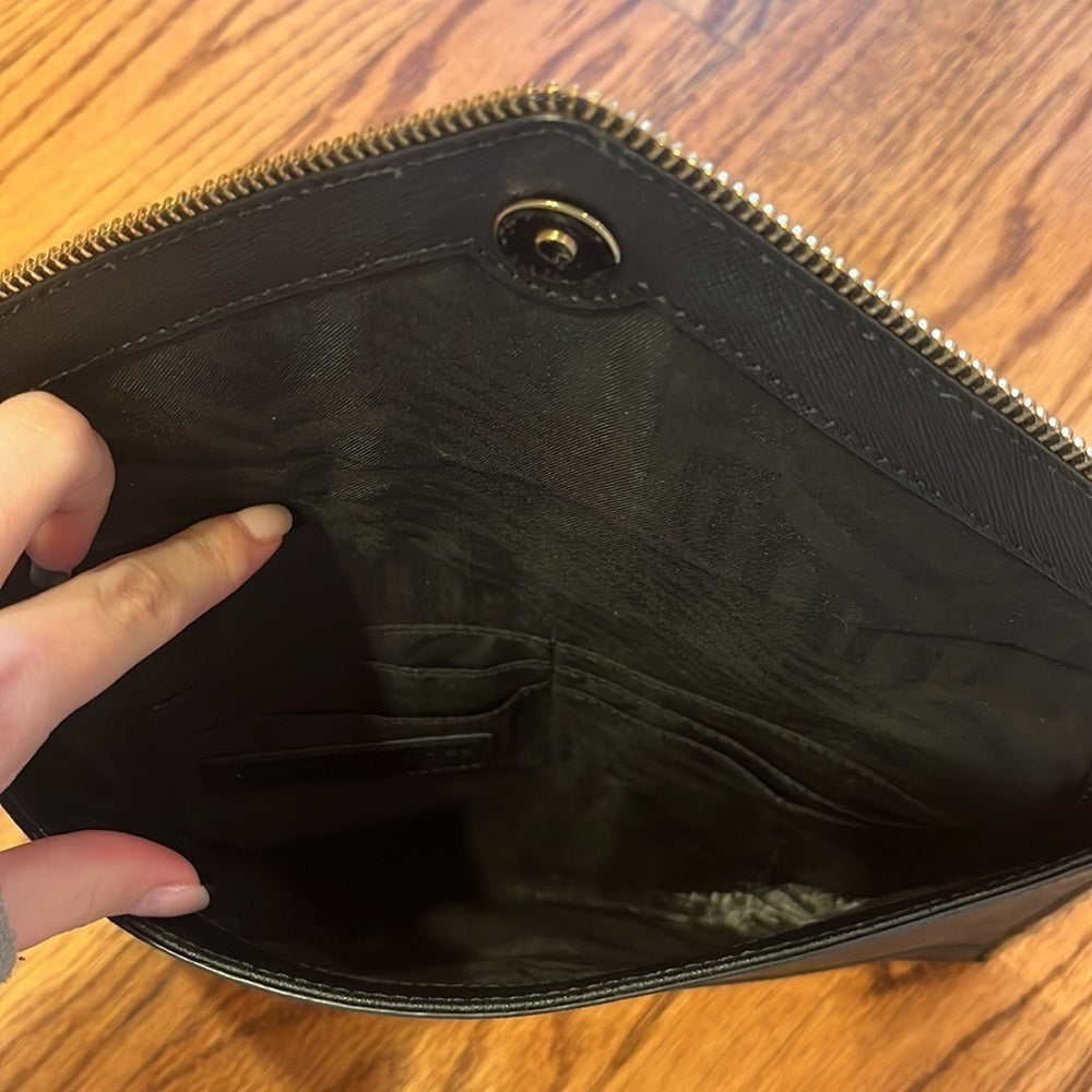 Rebecca Minkoff Woman’s Black Leo Saffiano Leather Clutch