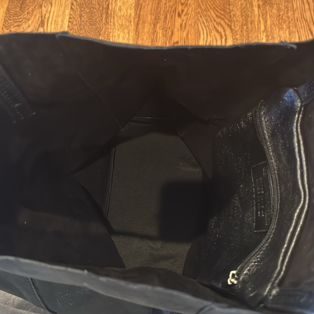 Black Leather Sparkly Tote Bag