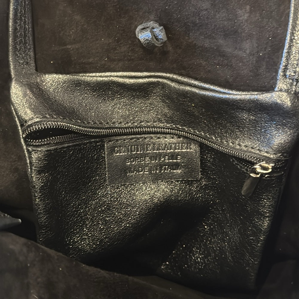 Black Leather Sparkly Tote Bag