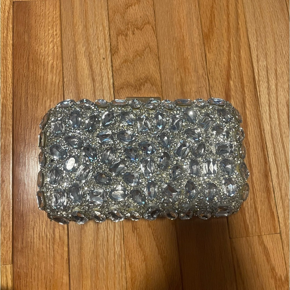 Rhinestone Silver Handbag with Chain