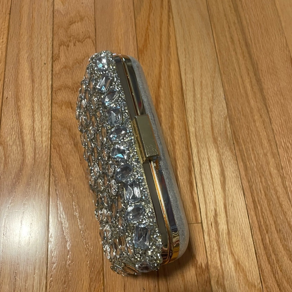 Rhinestone Silver Handbag with Chain
