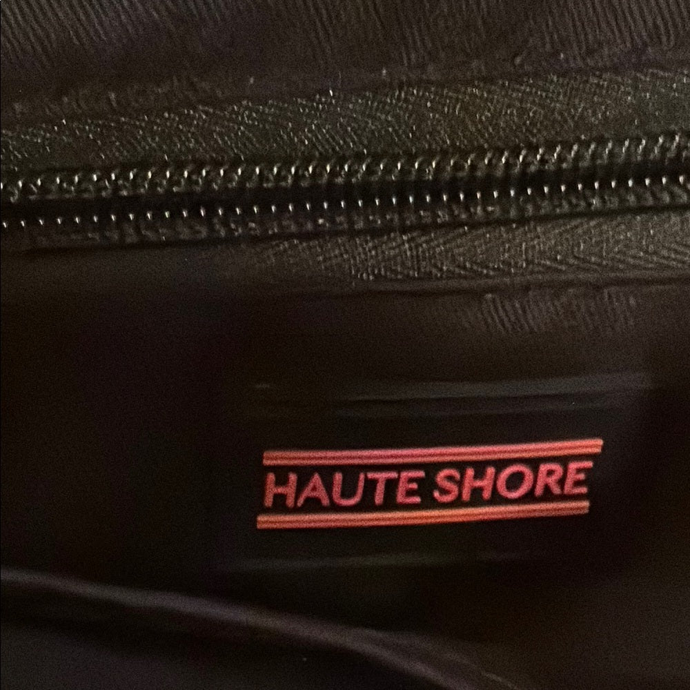Haute Shore Girls Black and White Crossbody Bag with Pink Accent