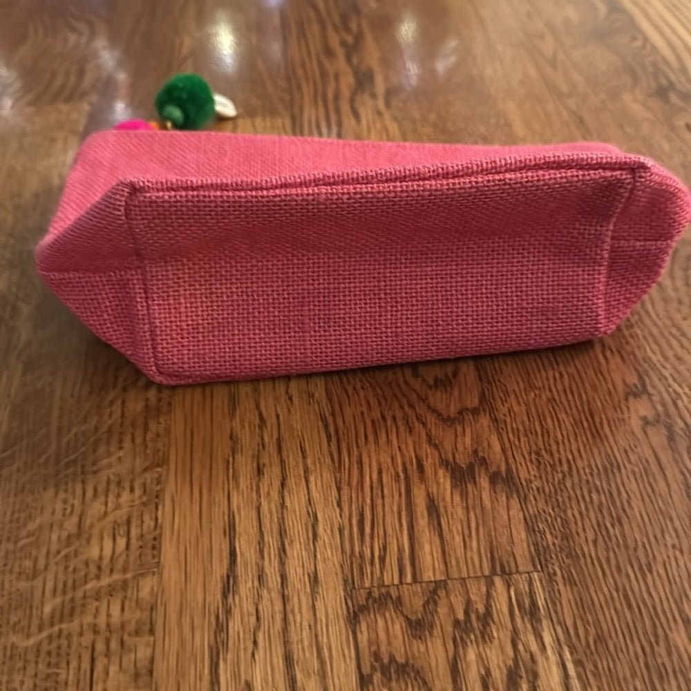 NWT Shiraleah “Crap Bag” Pink Pouch with Pom Pom Keychain