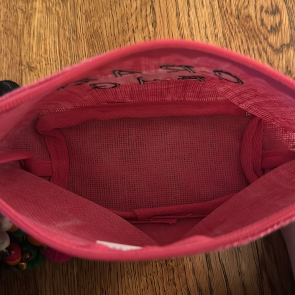 NWT Shiraleah “Crap Bag” Pink Pouch with Pom Pom Keychain