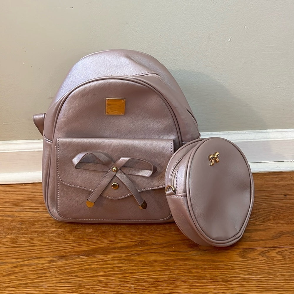 Women’s Purple Backpack With Matching Makeup Bag