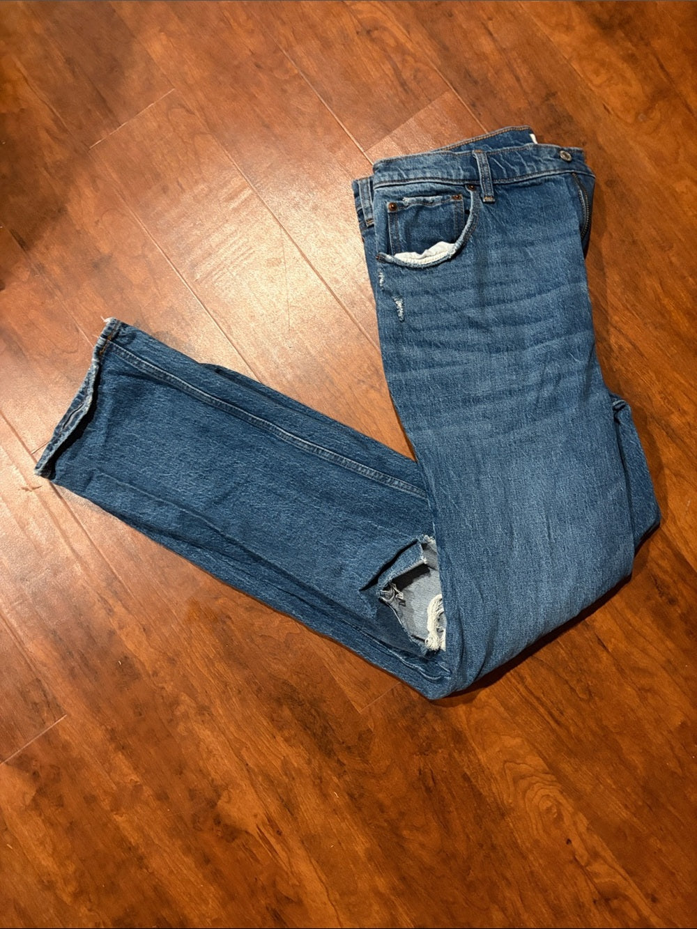 Abercrombie And Fitch Womens Blue Distressed Jeans - Classic Denim Size 32