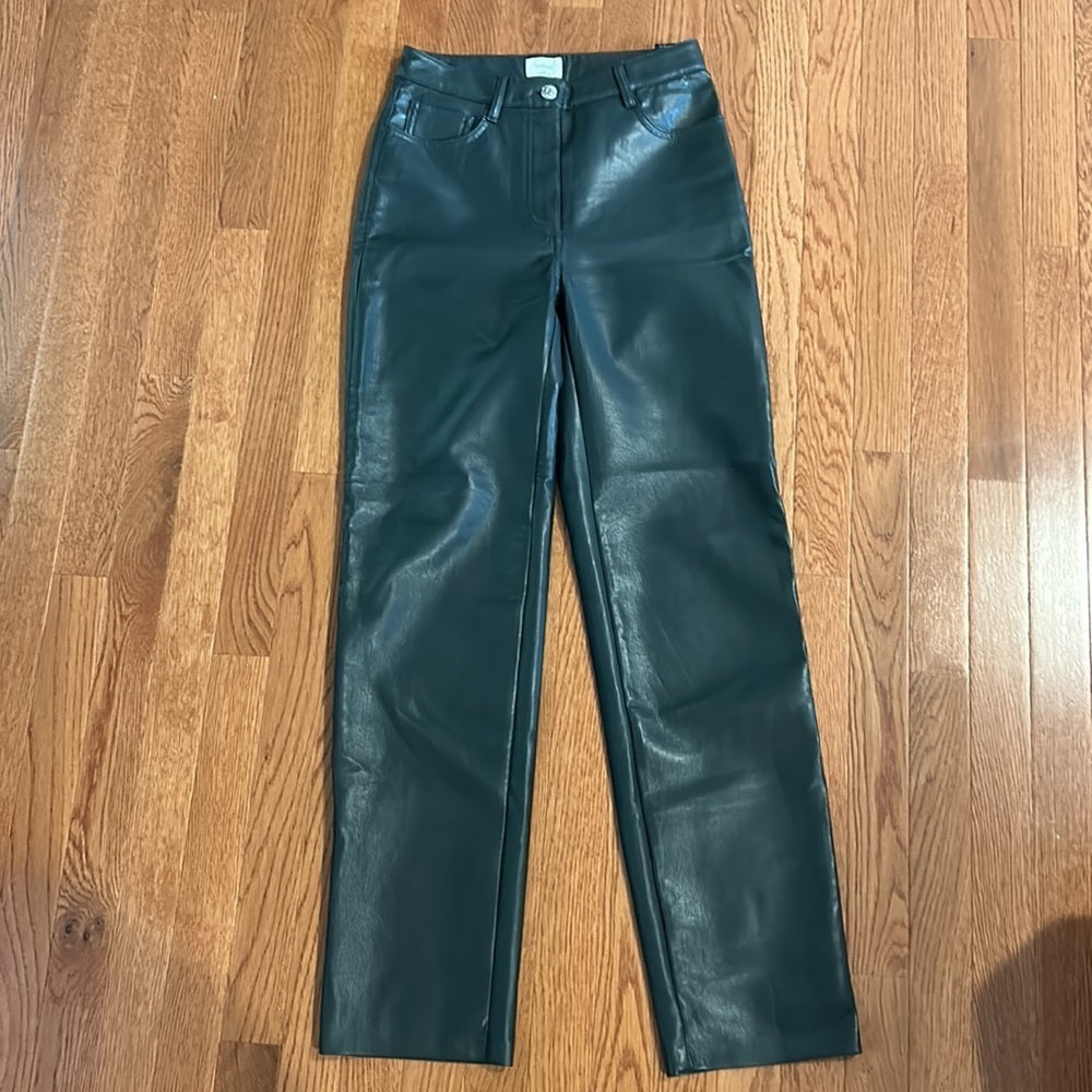 Wilfred Women’s Black/Olive Faux Leather Pants Size 2