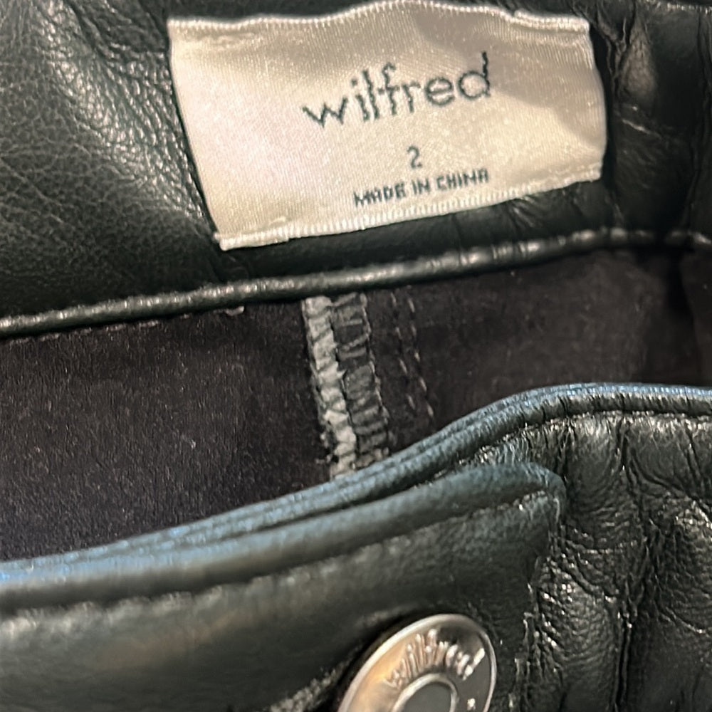 Wilfred Women’s Black/Olive Faux Leather Pants Size 2