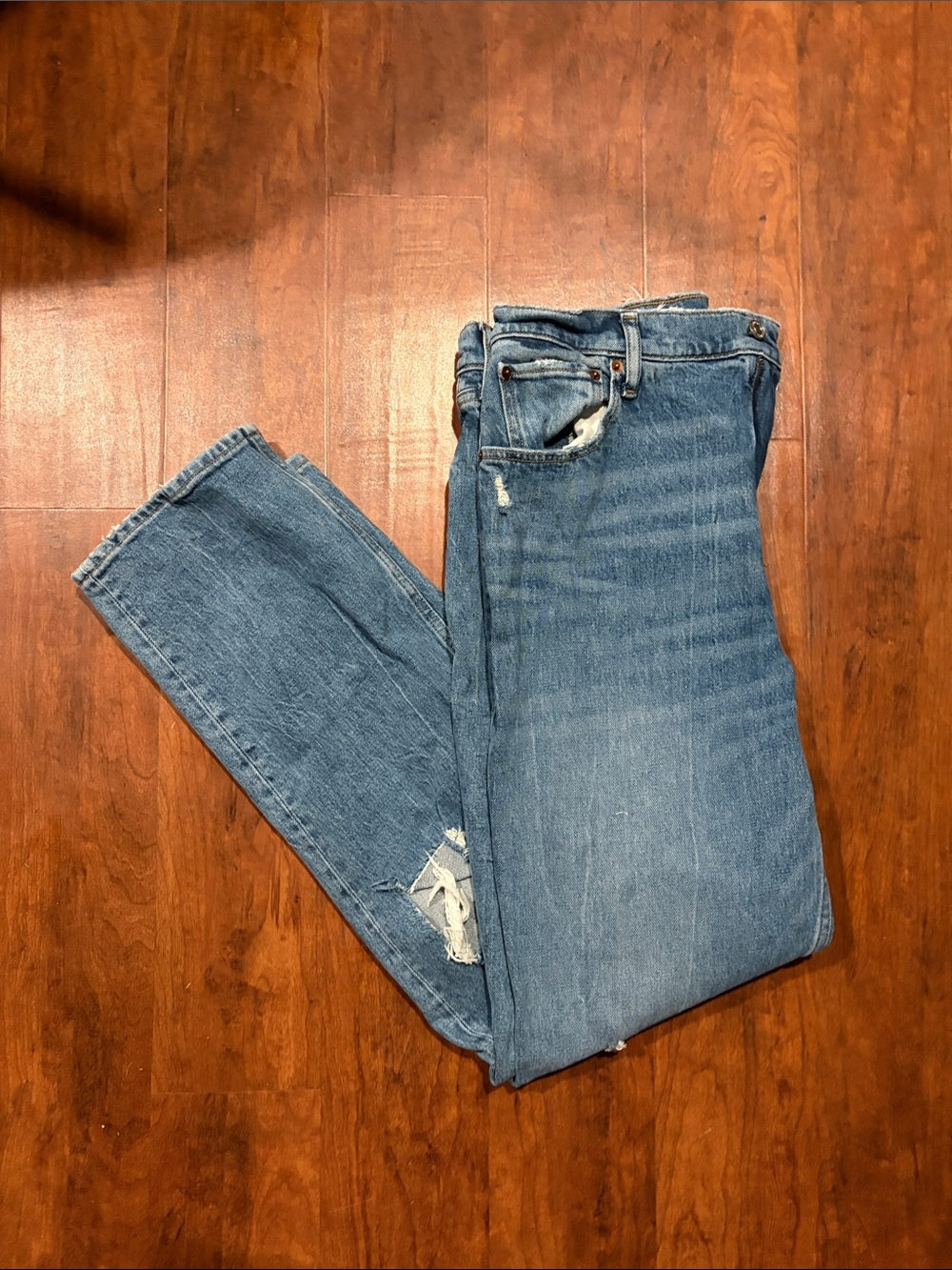 Abercrombie & Fitch Womens Blue Denim The 90’s Straight High Rise Jeans Size 31