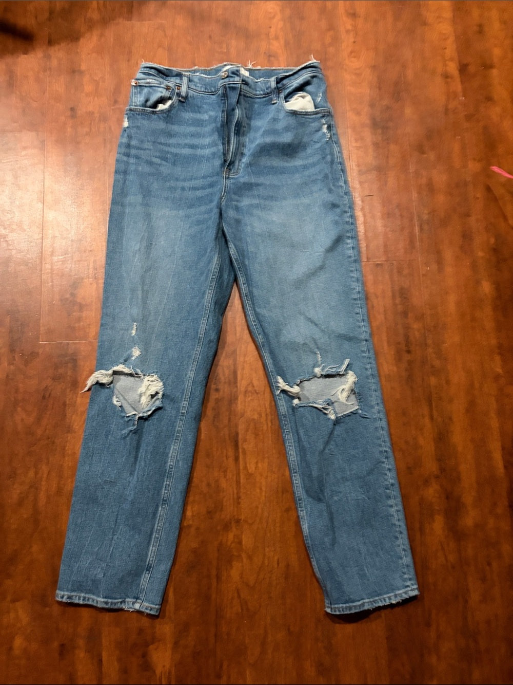 Abercrombie & Fitch Womens Blue Denim The 90’s Straight High Rise Jeans Size 31