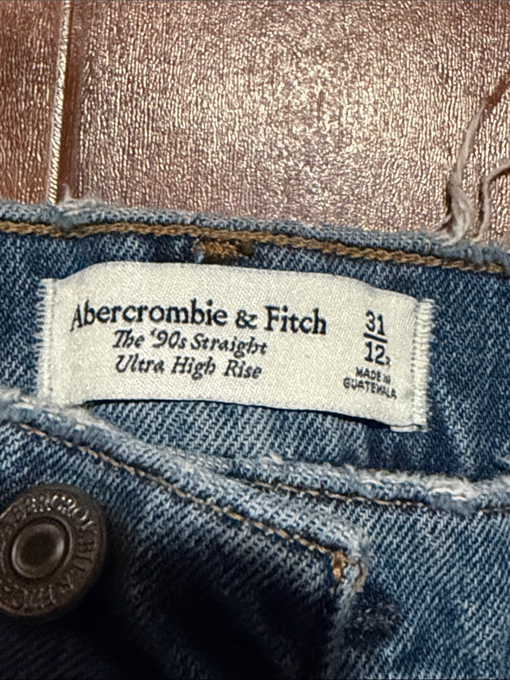 Abercrombie & Fitch Womens Blue Denim The 90’s Straight High Rise Jeans Size 31