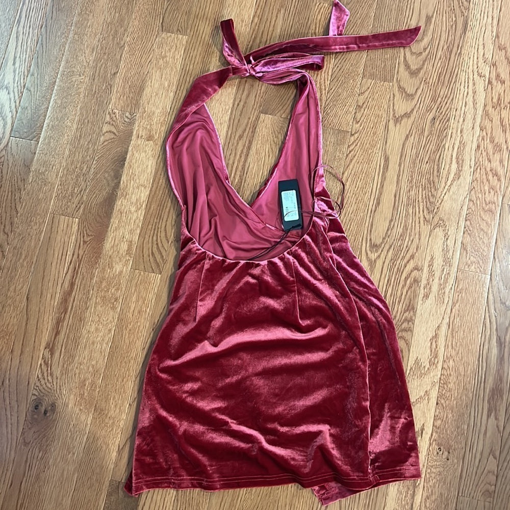 NWT A World Away Women’s Red Velvet Mini Dress Size Small