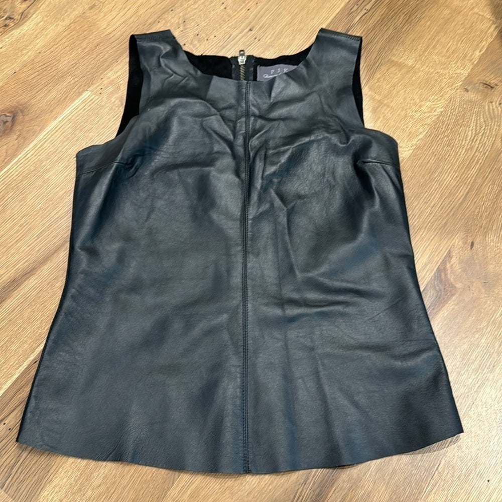 PJK Womens Leather Tank Black Size Small